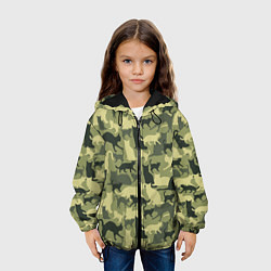 Куртка с капюшоном детская Кошачий камуфляж в зеленой гамме, цвет: 3D-черный — фото 2