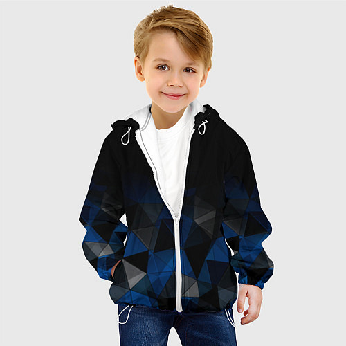 Детская куртка Черно-синий геометрический / 3D-Белый – фото 4