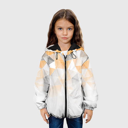Детская куртка Однотонный белый и желто-серый геометрический / 3D-Черный – фото 3