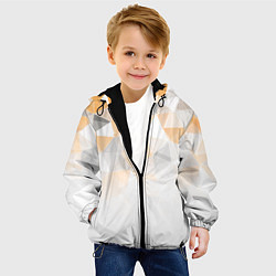 Куртка с капюшоном детская Однотонный белый и желто-серый геометрический, цвет: 3D-черный — фото 2