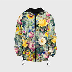 Куртка с капюшоном детская Солнечные Цветы, цвет: 3D-черный