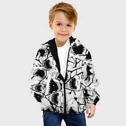 Куртка с капюшоном детская Пасти акул - паттерн, цвет: 3D-черный — фото 2