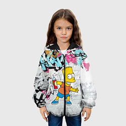Куртка с капюшоном детская Барт Симпсон на фоне стены с граффити, цвет: 3D-черный — фото 2