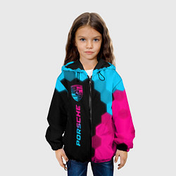 Куртка с капюшоном детская Porsche - neon gradient: по-вертикали, цвет: 3D-черный — фото 2