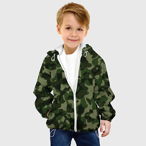 Детская куртка Камуфляж зелёного цвета / 3D-Белый – фото 4