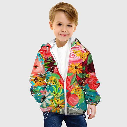 Детская куртка Multicolour of flowers / 3D-Белый – фото 4