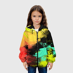 Куртка с капюшоном детская Яркий красочный гранж, цвет: 3D-черный — фото 2