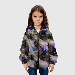 Куртка с капюшоном детская Полигональный абстрактный: бежевый, коричневый, си, цвет: 3D-черный — фото 2