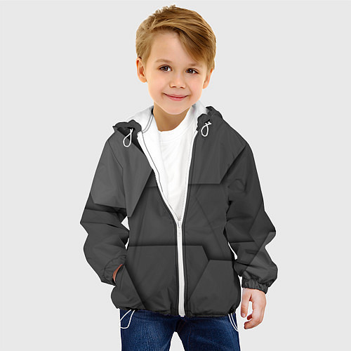 Детская куртка Черные геометрические фигуры в трехмерном простран / 3D-Белый – фото 4