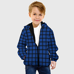 Куртка с капюшоном детская Крупная темно-синяя клетка, цвет: 3D-черный — фото 2