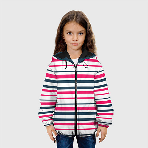 Детская куртка Красные и синие полосы на белом / 3D-Черный – фото 3
