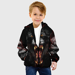 Куртка с капюшоном детская Злой волк с открытой пастью, цвет: 3D-черный — фото 2