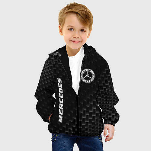 Детская куртка Mercedes карбоновый фон / 3D-Черный – фото 4