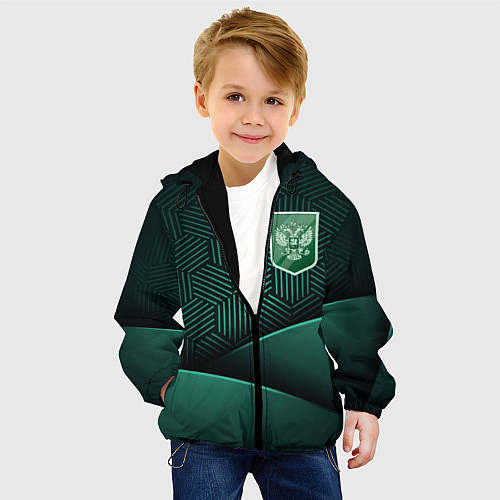 Детская куртка Зеленый герб России / 3D-Черный – фото 4