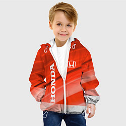 Куртка с капюшоном детская Хонда - Красно-белая абстракция, цвет: 3D-белый — фото 2