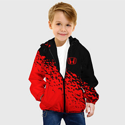 Куртка с капюшоном детская Honda - красные брызги, цвет: 3D-черный — фото 2