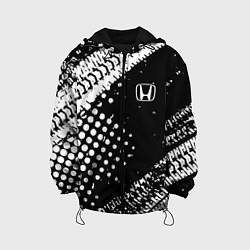 Куртка с капюшоном детская Honda - белые следы шин, цвет: 3D-черный