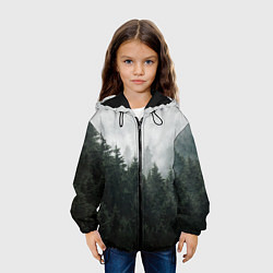 Куртка с капюшоном детская Туманный хвойный лес, цвет: 3D-черный — фото 2