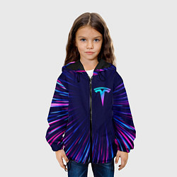 Куртка с капюшоном детская Tesla neon speed lines, цвет: 3D-черный — фото 2