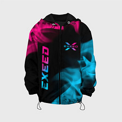 Куртка с капюшоном детская Exeed - neon gradient: символ и надпись вертикальн, цвет: 3D-черный