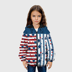 Куртка с капюшоном детская Blue stars on a striped pattern, цвет: 3D-черный — фото 2
