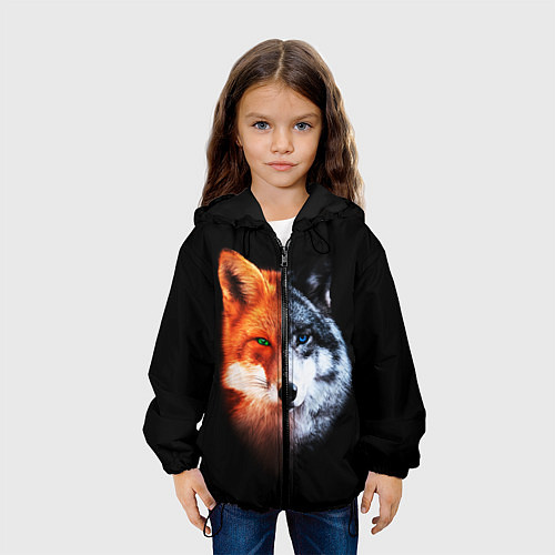 Детская куртка Волк и Лисица / 3D-Черный – фото 3