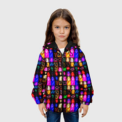 Куртка с капюшоном детская Neon glowing objects, цвет: 3D-черный — фото 2