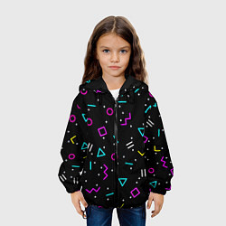Куртка с капюшоном детская Colored neon geometric shapes, цвет: 3D-черный — фото 2