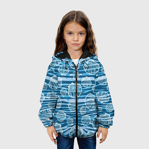 Детская куртка Паттерн из створок ракушки - океан / 3D-Черный – фото 3