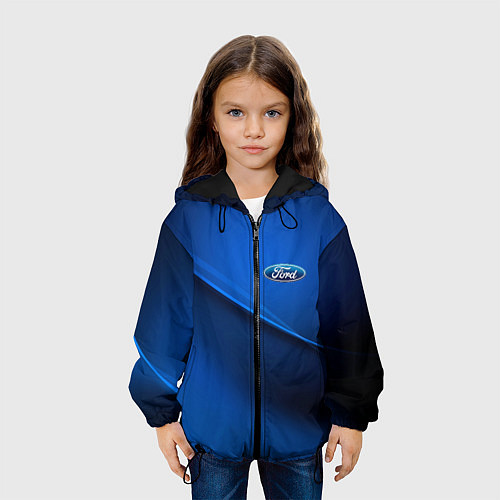 Детская куртка Ford - синяя абстракция / 3D-Черный – фото 3