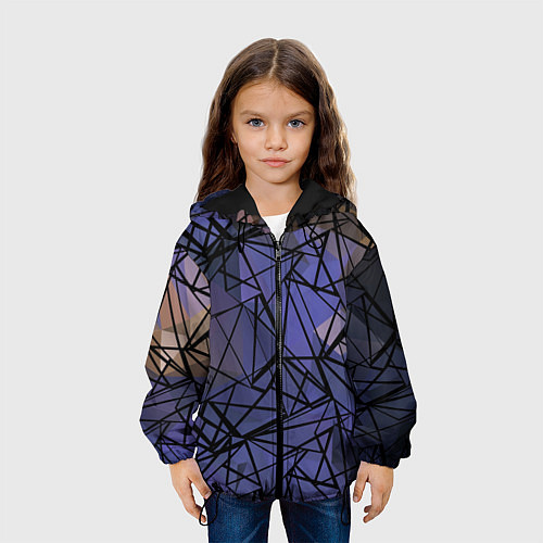 Детская куртка Blue with black stripes pattern / 3D-Черный – фото 3
