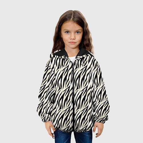 Детская куртка Тигровый полосатый узор-черные, бежевые полосы на / 3D-Черный – фото 3