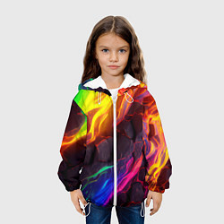 Куртка с капюшоном детская Neon rainbow lava, цвет: 3D-белый — фото 2
