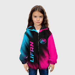 Куртка с капюшоном детская Lifan - neon gradient: надпись, символ, цвет: 3D-черный — фото 2