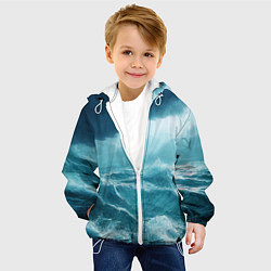 Куртка с капюшоном детская Буря в море, цвет: 3D-белый — фото 2