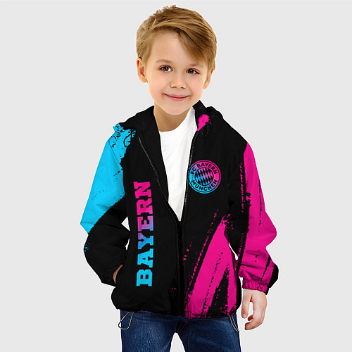 Детская куртка Bayern - neon gradient: надпись, символ / 3D-Черный – фото 4
