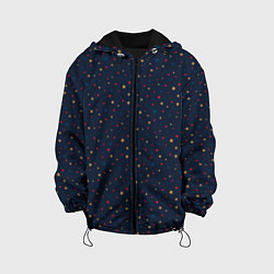 Куртка с капюшоном детская Золотые, красные, синие звезды на темно синем, цвет: 3D-черный