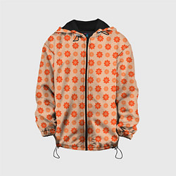 Куртка с капюшоном детская Оранжевые ромашки - цветочки паттерном, цвет: 3D-черный