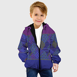 Куртка с капюшоном детская Combined burgundy-blue pattern with patchwork, цвет: 3D-черный — фото 2