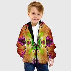 Куртка с капюшоном детская Яркий фрактальный узор, цвет: 3D-черный — фото 2