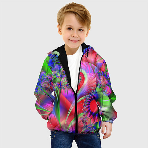 Детская куртка Фракталы нежных оттенков / 3D-Черный – фото 4