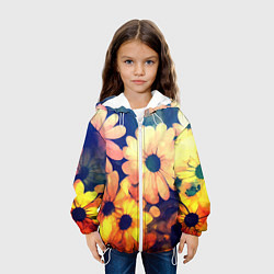 Куртка с капюшоном детская Яркий футаж из цветов, цвет: 3D-белый — фото 2