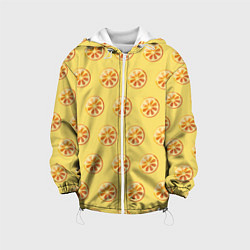 Куртка с капюшоном детская Апельсин Паттерн - Желтая версия, цвет: 3D-белый