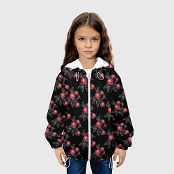Куртка с капюшоном детская Акварельные розы на черном, цвет: 3D-белый — фото 2