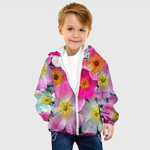 Детская куртка Сказочные разноцветные цветы / 3D-Белый – фото 4