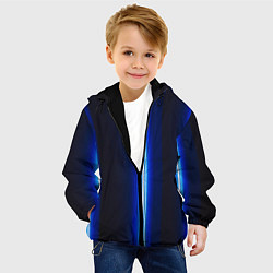 Куртка с капюшоном детская Неоновое синее свечение, цвет: 3D-черный — фото 2