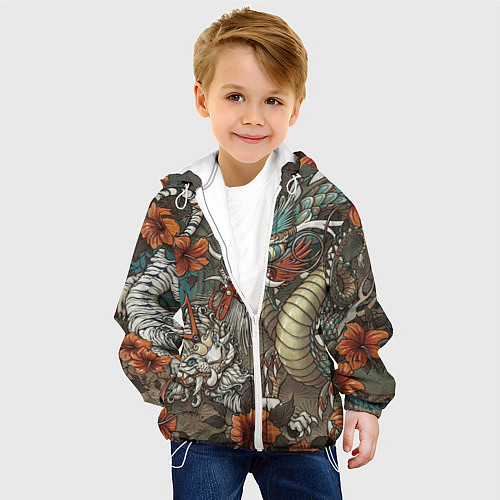 Детская куртка Тигр и дракон мифические / 3D-Белый – фото 4