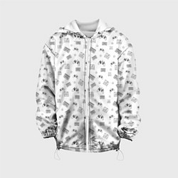 Куртка с капюшоном детская 90s pattern on white, цвет: 3D-белый