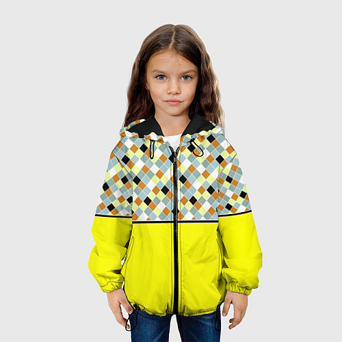 Детская куртка Желтый неоновый комбинированный узор / 3D-Черный – фото 3