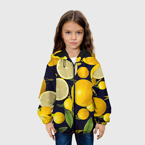Детская куртка Лимонные дольки / 3D-Черный – фото 3